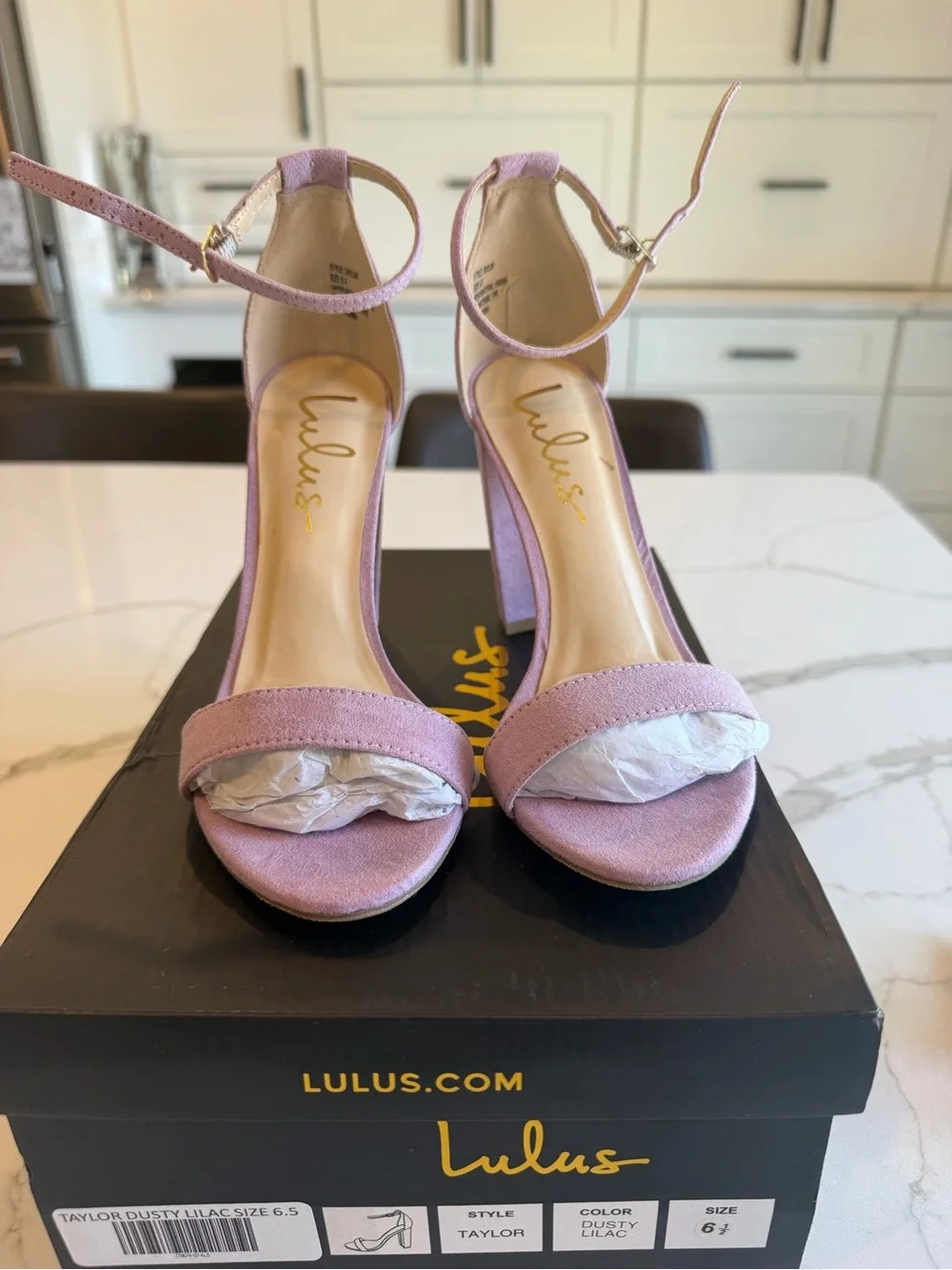 Lulu's Lilac Suede Block Heel Ankle-Strap Sandals